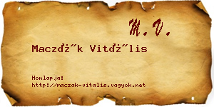 Maczák Vitális névjegykártya
